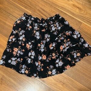 Live To Be Spoiled Women’s Bohemian Black Floral Mini Skirt Elastic Waistband